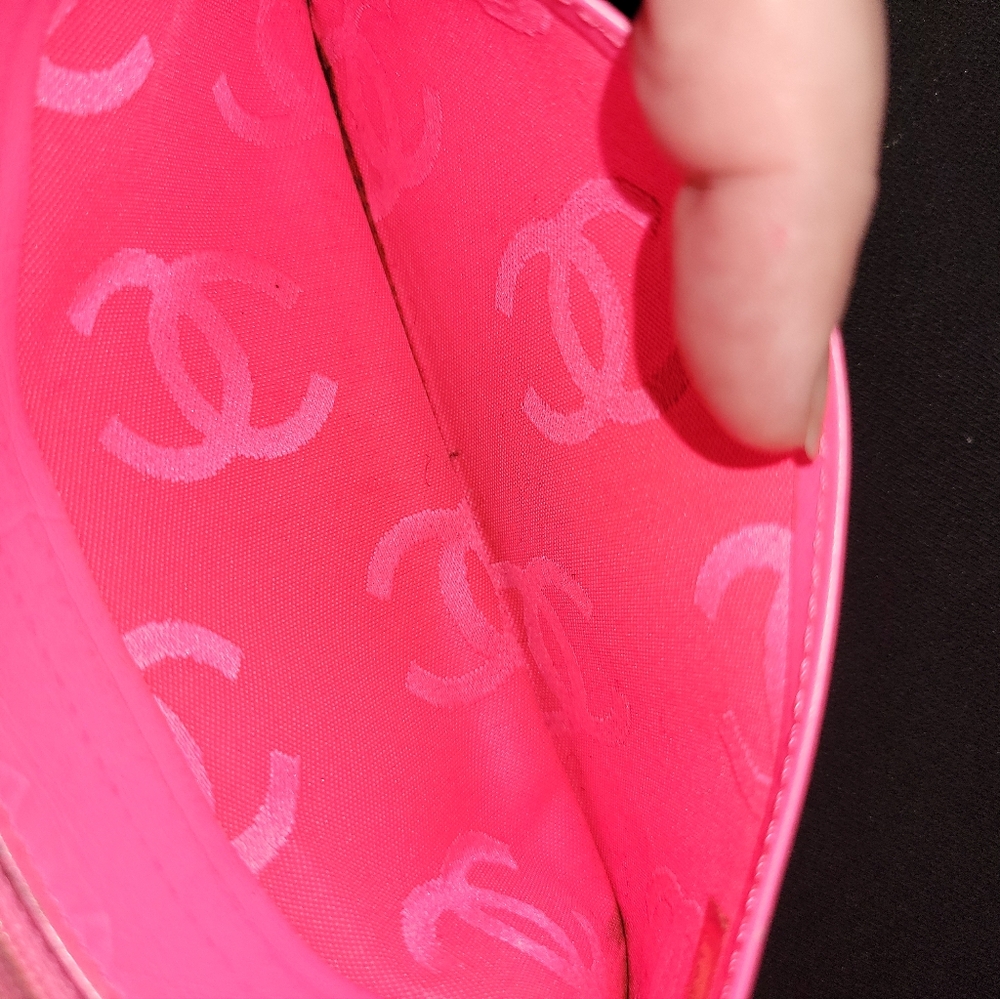 😍1daySALE! CHANEL Cambon Quilted Long Wallet black hot pink - Picture 9 of 11